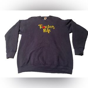 Teachers Rule Navy Embroidered Crewneck XL